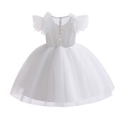 levne Párty šaty-Batole Dívčí Šaty na párty Pevná barva Bez rukávů Krátký rukáv Výkon Síťka Roztomilý Princeznovské Polyester Midi Šaty na párty Léto Jaro 3-7 let Černá Bílá Světlá růžová