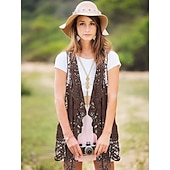 preiswerte Outfits-Hippie Retro Vintage 1960er 1970er Cosplay Kostüm Austattungen Zubehörset Wildlederweste Damen Kostüm Jahrgang Cosplay Party / Abend Maskerade Weste Karneval Schlager Outfit