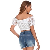 voordelige Bloezen-Oktoberfest Dirndl-blouse Oktoberfest / bier Bavarian Wiesn Traditionele stijl Weiden Dames Doek in traditionele stijl Top