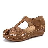 cheap Comfort Sandals-Women&#039;s Casual Comfort Sandals – Vintage Arch Support Velcro Walking Sandals with Hollow Design for Summer &amp; Outdoor Wear