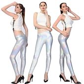 cheap Bottoms-1980s High Waisted Shiny Latex Patent Leggings PU Leather Pencil Pants Disco Women&#039;s Carnival Masquerade Party Bachelorette Party Pride Parade Adults&#039; Pants