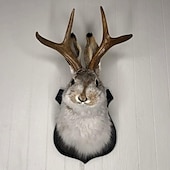 cheap Wall Sculptures-Jackalope Rabbit Wall Decor The Latest Legend of Antlers,Fake Rabbit Resin Art Wall Mount, Simulation Head Specimen Ornament