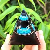 cheap Outdoor Decoration-Orgone Pyramid For Positive Energy And Amethyst Crystal Ball, With Protection From Crystals Energy Generator For Stress Reduce Healing Meditation And Wealth Attraction For Home Decoration