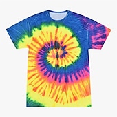 billige Retro grafikk-Disk Tie Dye T-skjorte Animé 3D Graphic Til Par Herre Dame Voksne Maskerade 3D-utskrift Fritid / hverdag