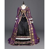 baratos Vestidos-Vintage Rococó Renascentista Maxi Vestidos Julieta Cinderela Flor Princesa Decote Quadrado Normal Todos Real Dia Das Bruxas Carnaval Baile de Máscaras Espetáculo Festa dia das Bruxas Adulto Todas as