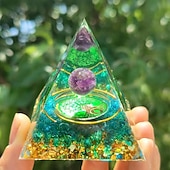 cheap Outdoor Decoration-Orgone Pyramid For Positive Energy And Amethyst Crystal Ball, With Protection From Crystals Energy Generator For Stress Reduce Healing Meditation And Wealth Attraction For Home Decoration