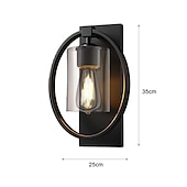 cheap Wall Sconces-Vintage Glass Wall Lamp with Ring Design, Industrial Wall Light Fixtures Black Finish, Hardwired Indoor Wall Sconce Lighting for Living Room Bathroom Kitchen Hallway(Bulb not Included)