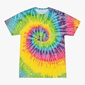 billige Retro grafikk-Disk Tie Dye T-skjorte Animé 3D Graphic Til Par Herre Dame Voksne Maskerade 3D-utskrift Fritid / hverdag