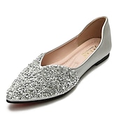 cheap Women&#039;s Flats-Women&#039;s Pointed Toe Rhinestone Flats – Elegant Glitter Slip-On Shoes for Wedding, Party, and Evening Wear