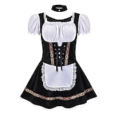 olcso Dirndl-Női Karneváli Oktoberfest Dirndl Sör Jelmez Ing és Köténnyel Bajor Wiesn Hagyományos Stílusban