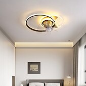 preiswerte Deckenventilator-Leuchten-Deckenventilator mit Lichtern, 19,5 Zoll, dimmbare LED, 3 Farben, 6 Geschwindigkeiten, Timing, umkehrbare Flügel mit Fernbedienung, Ventilator-Kronleuchter für den Haushalt, flacher, bündig montierter