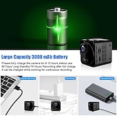 זול מצלמות רשת IP פנימיות-מיני מצלמה נסתרת wifi 4k אלחוטי מקורה קטן מטפלת ip מצלמת אבטחה ביתית מעקב סודי מקליט וידאו זעיר עם אפליקציית טלפון ראיית לילה ai זיהוי אנושי 100 ימים חיי סוללה המתנה