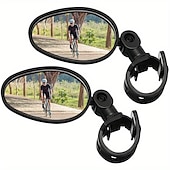 abordables Accesorios para motos y ATV-2 piezas de espejos ajustables para bicicleta de 360° espejos retrovisores convexos de ángulo amplio soporte de manillar a prueba de golpes para bicicletas de montaña y carretera