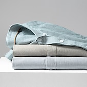 billiga Button Down-skjortor för män-Herr Skjorta Grön Khaki grön Grå Långärmad Randig Nedvikt Vår &amp; Höst Kontor &amp; Karriär Utekväll Kläder Grundläggande