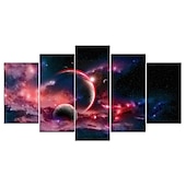 levne Krajiny-nezarámovaný 5 panelů vesmír vesmír země světlo malba plátno umění malba nástěnné umění