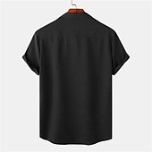economico Casual da lavoro-Per uomo Camicia Camicia di lino Camicia in cotone e lino Camicia Estiva Camicia casual Camicia da Spiaggia Semplice Vacanza Casuale Nero Rosa Verde scuro Viola chiaro Manica Corta Bavero Estate