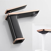 abordables Classiques-mitigeur lavabo mitigeur lavabo sur gorge, monobloc mitigeur céramique mitigeur lavabo avec flexible eau froide et eau chaude noir doré blanc chrome
