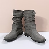 levne Kotníkové boty-Dámské Boty Slouchy boty Větší velikosti Venkovní Denní Pevná barva Boty do lýtka Zima Kačenka Oblá špička Elegantní Na běžné nošení Pohodlné PU Povaleč Černá Hnědá Šedá