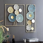 abordables décoration murale en métal-Décoration murale 1pc, décoration murale en métal conçue avec une feuille de lotus, décoration murale suspendue rustique, art mural en métal de ferme, décoration murale moderne pour le bureau de la chambre à coucher du salon