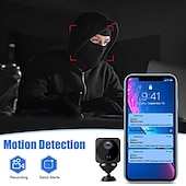זול מצלמות רשת IP פנימיות-מיני מצלמה נסתרת wifi 4k אלחוטי מקורה קטן מטפלת ip מצלמת אבטחה ביתית מעקב סודי מקליט וידאו זעיר עם אפליקציית טלפון ראיית לילה ai זיהוי אנושי 100 ימים חיי סוללה המתנה