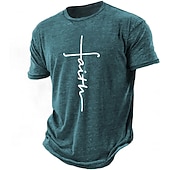  Heren Bijbel Grafisch Geloof T-shirt Versleten T-shirt Korte Mouwen T-shirt 3D Print Round Neck Shirt Vintage Mode Designer Buitenshuis Dagelijks Sport Roze Blauw Leger Groen Lente  Zomer Kleding