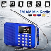رخيصةأون مشغل MP3-مكبر صوت وسائط راديو رقمي محمول am fm مشغل موسيقى mp3 يدعم بطاقة tf / قرص USB مع شاشة عرض LED ووظيفة مصباح يدوي في حالات الطوارئ