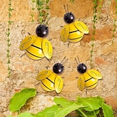 preiswerte Wanddekoration aus Metall-4 Stück Hummel-Wandkunst aus Metall, Kunsthandwerk, Ameisen-Metallskulptur, Gartenameisen-Dekoration, Wandbehang-Dekoration, Garten-Rasen-Dekoration, Innendekoration, farbenfrohe Außendekoration, niedliche Insektenskulptur, Gartendekoration