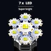 お買い得  戦術的な懐中電灯-ハイパワー 7 LED 懐中電灯トーチ穂軸サイドライトライト屋外照明 USB 充電式防水作業灯強力な集魚灯