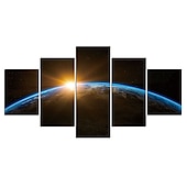 levne Krajiny-nezarámovaný 5 panelů vesmír vesmír země světlo malba plátno umění malba nástěnné umění