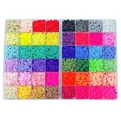 preiswerte Perlenherstellungsset-12000 Stück Tonperlen für die Armbandherstellung, Paodey, 48 Farben, 3 Boxen, flache Tonperlen, Heishi-Perlen mit Anhänger-Charm-Set und elastischen Schnüren für die Schmuckherstellung, Armbänder, Halsketten, Geschenksets