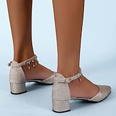 levne Poloformální-dámské svatební boty lodičky boty pro nevěstu boty pro družičku elegantní denní sexy klub bling šumivé boty zlatý střípek drahokamu flitr robustní podpatek špičaté boty jarní letní párty