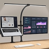 economico Lampade da scrivania-lampada da scrivania a doppia testa a led 24w lampade da tavolo a doppio braccio oscillante per architetto più luminose per banco di lavoro, monitor, lettura domestica, uffici, camere da letto e dormitori
