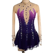 abordables Vestidos de Patinaje Artístico-Vestido de patinaje artístico Mujer Chica Patinaje Sobre Hielo Vestidos Borgoña Azul Real Púrpula Claro Dedo Pulgar Espalda Abierta Licra Alta elasticidad Entrenamiento Competición Ropa de Patinaje