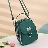 preiswerte Handtaschen und Tragetaschen-Schwarze Umhängetasche aus Nylon für Damen mit silberfarbenen Beschlägen und verstellbarem Riemen – leichte und praktische kleine Schultertasche für Reisen und den täglichen Gebrauch