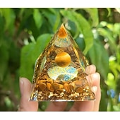 cheap Outdoor Decoration-Orgone Pyramid For Positive Energy And Amethyst Crystal Ball, With Protection From Crystals Energy Generator For Stress Reduce Healing Meditation And Wealth Attraction For Home Decoration