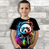 billiga Pojkens 3D-djur-Pojkar 3D Grafisk Djur Panda T-shirt Kortärmad 3D-tryck Sommar Vår Aktiv Sport Mode Polyester Barn 3-12 år Utomhus Ledigt Dagligen Normal