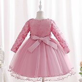 cheap Party Dresses-Kids Girls&#039; Dress Party Dress Flower Long Sleeve Special Occasion Birthday Mesh Embroidered Princess Sweet Polyester Midi Party Dress Summer Spring 4-12 Years Pink Wine Green