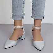levne Poloformální-dámské svatební boty lodičky boty pro nevěstu boty pro družičku elegantní denní sexy klub bling šumivé boty zlatý střípek drahokamu flitr robustní podpatek špičaté boty jarní letní párty