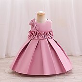 levne Párty šaty-Batole Dívčí Šaty na párty Pevná barva Bez rukávů Výkon Svatební Kravatový uzel Roztomilý Princeznovské Polyester Midi Šaty na párty Léto Jaro 3-7 let Světlá růžová Rubínově červená Trávová zelená