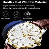 halpa Kvartsikellot-Miesten kvartsikello muoti luksus rento miesten analoginen rannekello nahkaremmi kalenteri päivämäärä viikko hehkuva vedenpitävä kvartsikellot