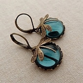 abordables Pendientes-Mujer Pendiente Estilo retro Libélula Vintage Fresco Aretes Joyas Granate / Piedra lunar / Azul vaquero Para Boda Fiesta 2 piezas