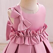 levne Párty šaty-Batole Dívčí Šaty na párty Pevná barva Bez rukávů Výkon Svatební Kravatový uzel Roztomilý Princeznovské Polyester Midi Šaty na párty Léto Jaro 3-7 let Světlá růžová Rubínově červená Trávová zelená