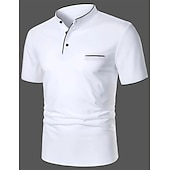 preiswerte Klassisches Poloshirt für Herren-Herren Poloshirt aus Baumwollmischung Golfshirt Straße Lässig Stehkragen Gebänderter Kragen Kurzarm Mode Basic Einfach Klassisch Sommer Normale Passform Marineblau Schwarz Weiß Rot Poloshirt aus