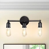 abordables Apliques de pared-juego de iluminación de tocador negro moderno: apliques de pared de baño de 3 luces para espejo, cocina, dormitorio y sala de estar
