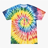 billige Retro grafikk-Disk Tie Dye T-skjorte Animé 3D Graphic Til Par Herre Dame Voksne Maskerade 3D-utskrift Fritid / hverdag