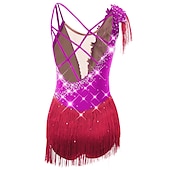 preiswerte Eiskunstlaufkleider-Eiskunstlaufkleid Damen Mädchen Eislaufen Kleider Schwarz Weiß Gelb Kreuz und quer Quaste Gitter Spandex Hochelastisch Wettbewerb Eiskunstlaufkleidung Ärmellos Latintanz Eislaufen Wintersport
