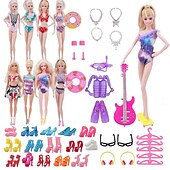 voordelige Prinses Pop Speelsets-roze poppenkleertjes en accessoires, 30cm poppenkledingaccessoires 40-delige set combinatieaccessoires badpak zwempak kleine meisje kinderspeelgoedaccessoires