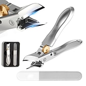 cheap Personal Care &amp; Health-Nail Clipper, Super Sharp Molybdenum Vanadium Steel Nail Clippers for Thick Nails, Wide Jaw Opening No Splash Fingernail Cutters Long Handle with Catcher File (Flat)