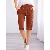 economico Pantaloncini in lino di cotone-Per donna Pantaloncini ispirati al lino Shorts Pantaloni Eleganti Attivo Semplice Casual Lunghezza al ginocchio Vita Alta Semplice Tasca Coulisse Elastico in vita Traspirabilità Morbido Confortevole