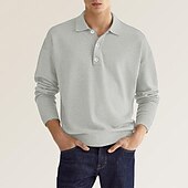お買い得  メンズ クラシックポロ-男性用 ゴルフシャツ ニットポロ ストリート カジュアル ポロカラー クラシック 長袖 ストリートファッション ベーシック 純色 平織り ボタンフロント 春 秋 レギュラー Темный хаки ホワイト ピンク ルビーレッド ネイビーブルー ミントグリーン ゴルフシャツ